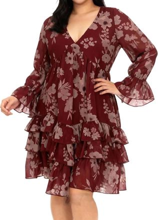 Mia Joy Ruffle Floral Ruffle Dress In Red