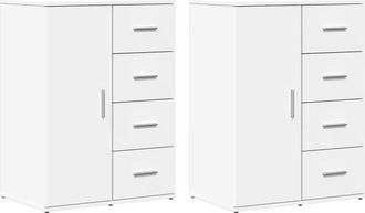 vidaXL Aparadores 2 Uds Madera De Ingenier&iacute;a Blanco 59x39x80 Cm Vidaxl
