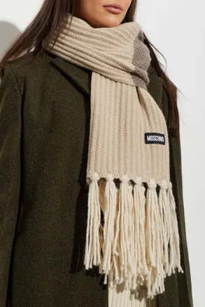 Moschino Scarf With Fringes, Unisex, Beige