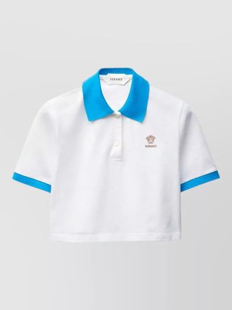 Versace polo shirt contrasting collar cropped length