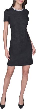Karl Lagerfeld Embellished Tweed Knit Sheath Dress in Black at Nordstrom, Size 10