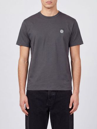 Stone Island T-shirt in cotone con patch logo Compass sul petto
