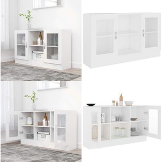 vidaXL Armadietto con Vetrina Bianco 120x30,5x70 cm Legno Multistrato - Armadietto in legno - Armadietto con ante