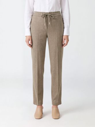 Pantaloni Torino Pantaloni dritti in maglia di lana e cashmere con vita alta a coulisse