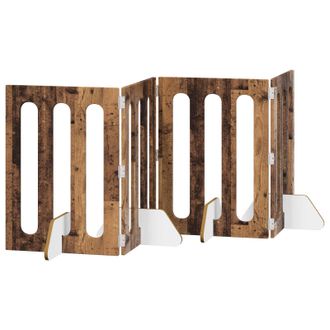 vidaXL Valla Plegable Para Mascotas 4 Pcs Madera De Roble Vidaxl