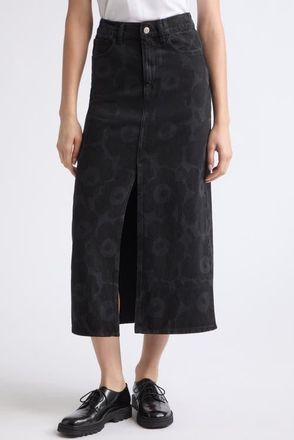 Marimekko Kustma Uniko Mari Denim Midi Skirt in Washed Black at Nordstrom, Size 32