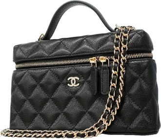 Chanel Black Grained Calfskin Vanity Bag (Pre-Owned)