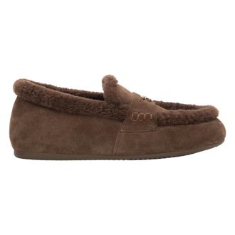 Estro & Luminara Fur-Lined Velour Loafers - female - Estro - Loafers - Brown - 3 UK - Shoes