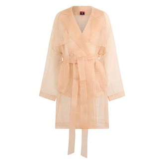 Pinko Trench Coats, female, Pink, Size: M Coconut Trench in Organza with Belt