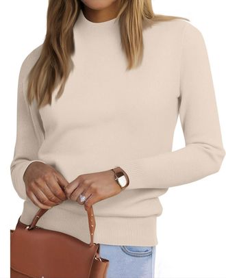 Generic Jumpers for Women UK, Womens Turtleneck Sweater Elegant Long Sleeve Fall Winter Warm Knitted Jumper Roll Neck Pullover Tops Casual Loose Sweatshirts,B