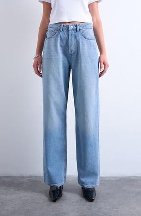 Topshop Column Mid Rise Jeans in Medium Blue at Nordstrom Rack, Size 25 Tall