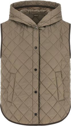 Brunello Cucinelli Thermore Gewatteerd Nylon Vest - Dames - Bodywarmers - Bruin - L - Nylon - Jassen
