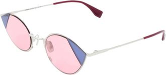 Fendi Zilveren Metalen Zonnebril - Dames - Zonnebrillen - Grijs - 51 MM - Accessoires