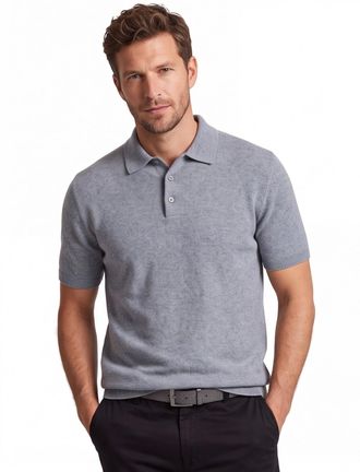 Gentiluomo normale fit Gentiluomo polo grijs structuur
