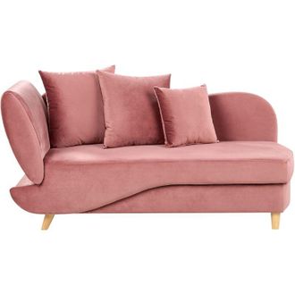 Beliani Chaise Longue Versione Sinistra con Contenitore in velluto rosa lato sinistro Meri