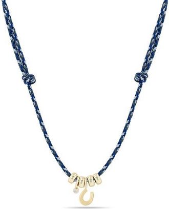Zo&euml; Chicco Paracord Horseshoe Charm Necklace in 14K Yellow Gold at Nordstrom, Size 26