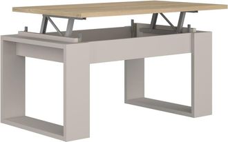 Home Heavenly Mesa de centro elevable tablero efecto madera y patas beige 90x50x45cm