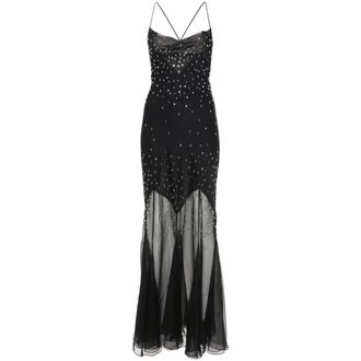 Paco Rabanne Gowns, female, Black, Size: XL Long Dress with Embellishments