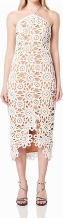 Elliatt Night Floral Crochet Midi Dress In Ivory