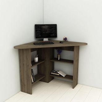 Dmora Escritorio Mamette, 5 Estantes, Esquinero, 4 Compartimentos, 80x80x74h Cm Marr&oacute;n Nogal