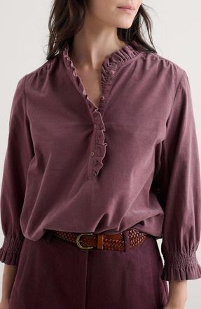 Seasalt Cornwall Feather Star Ruffle Corduroy Top in Elderberry at Nordstrom, Size 8 Us