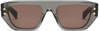 Balmain Kristal Grijs en Goud Zonnebril - Dames - Zonnebrillen - Grijs - ONE Size - Accessoires