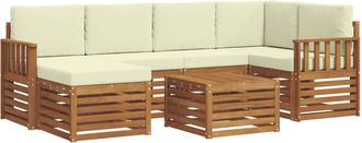 vidaXL Conjunto De Sof&aacute;s De Exterior 7 Uds. Natural Y Crema Poli&eacute;ster Vidaxl
