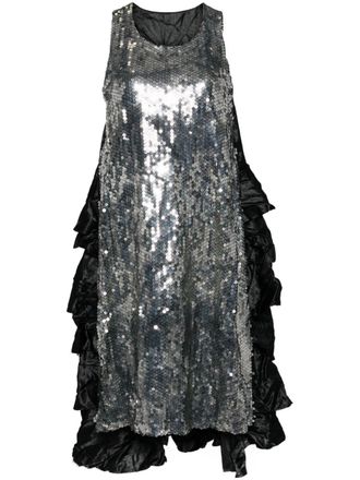 Comme Des Garçons sequin-embellished ruffled dress - women - Polyester - M - Silver