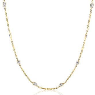 Pompeii3 3 1/4Ct Oval Shape Diamonds By The Yard Necklace 14K Yellow Gold Lab Grown 18