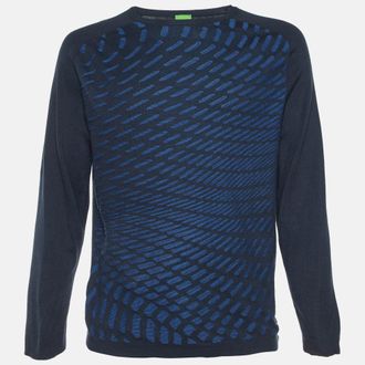 HUGO BOSS Boss By Hugo Boss Midnight Blue Cotton Ramo Crew Neck Jumper