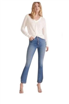 Veronica Beard Carolyn High Rise Baby Boot Jeans With Dolphin Hem In Beacon