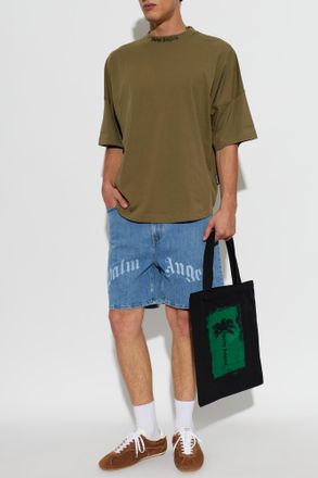 Palm Angels Logo T-shirt, Mens, Green