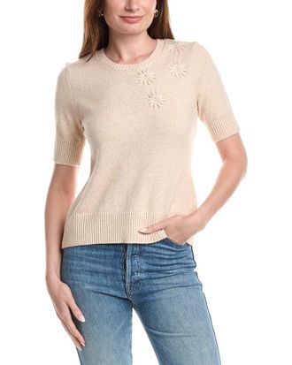 T Tahari Floral Applique Sweater