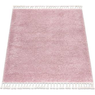 RugsX Rugsx - Alfombra Berber Cuadrado 9000 Rosado Franjas Bereber Marroqu&iacute; Shaggy Pink 120x120 Cm