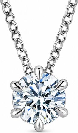 Pompeii3 14k White Gold 1/2ct Floating Solitaire EX3 Lab Grown Diamond Pendant Necklace