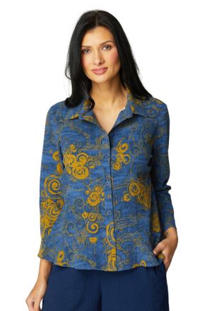Habitat Woodblock Flounce Shirt In Navy