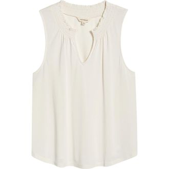 Lucky Brand Sandwash Smock Detail Knit Top in Etherial White at Nordstrom, Size Xx-Large