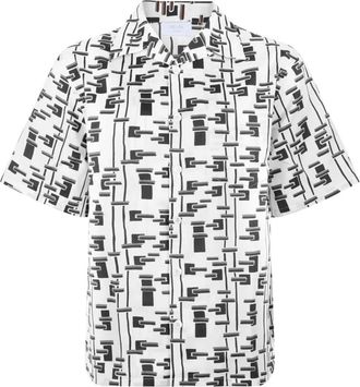 Prada Wit Bedrukt T-shirt met Korte Mouwen - Heren - Korte mouwen Overhemden - Veelkleurig - M - Overhemden