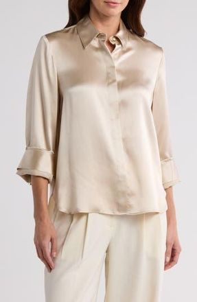 TWP Morning After Silk Button-Up Shirt in Champagne at Nordstrom Rack, Size X-Small/small