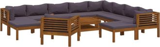vidaXL Muebles De Jard&iacute;n 12 Pzas Cojines Madera Maciza De Acacia Vidaxl