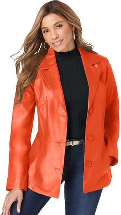 Jessica London Leather Blazer in Paprika Red at Nordstrom, Size 32