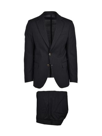 Mars&eacute;m Black Virgin Wool Polyester Elastane Men Suit