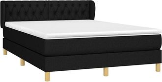 vidaXL Cama Box Spring Con Colch&oacute;n Tela Negro 140x200 Cm Vidaxl