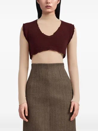 Maison Margiela Distressed Wool Knit Tank Top - Bordeaux