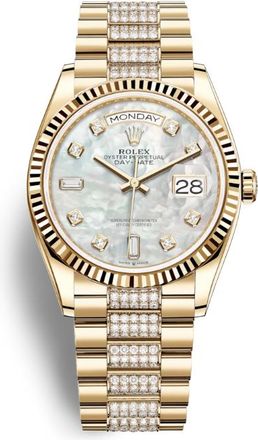 Rolex Day-Date 36 Mother of Pearl Dial 18kt Yellow Gold Diamond-Set President Watch 128238MDDP