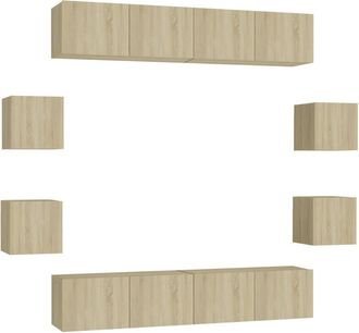 vidaXL Juego De Muebles De Sal&oacute;n 8 Piezas Roble Sonoma Vidaxl
