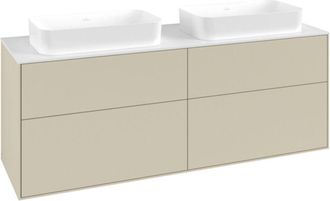 Villeroy & Boch Finion, Muebles De Ba&ntilde;o, 1600 X 603 X 501 Mm, Angular, Sin Orificio Para Grifer&iacute;a, Modelo Suspendido, De Madera, Para 2 Lavabos, Lacado Blanco Mate