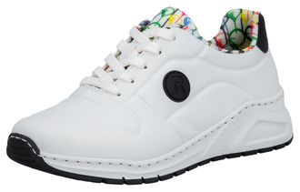 Rieker Sneaker RIEKER, Damen, Gr. 36, weiss (wei&szlig;, schwarz), Lederimitat, unifarben mit Farbeinsatz, Schuhe Sneaker, mit MemoSoft-Innensohle, Freizeitschuh, 