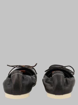 Maison Margiela Square Toe Calf Leather Ballet Flat - Black