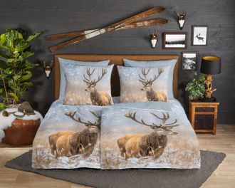 Good Morning Wendebettwäsche »Jolly« 2 Stk. tlg. Biber, 135x200, Winter, Warm, Reissverschluss, Wendeoptik, Reh